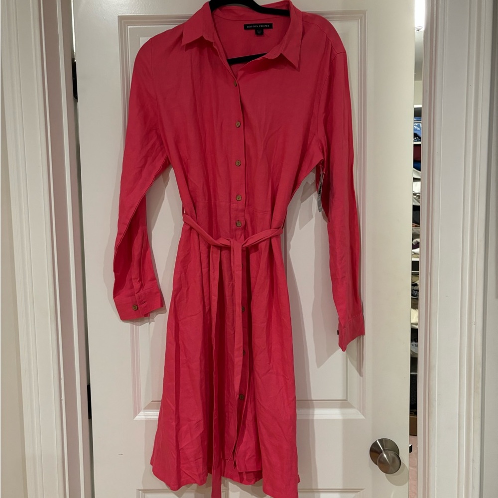 Boston Proper Pink Shirt Dress NWT
